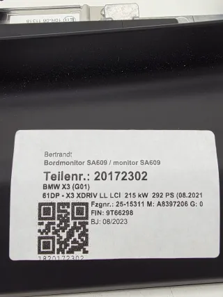 Original BMW X3 G01 X4 G02 Central Information Display (12,3") 65505A42087 - Bild 3